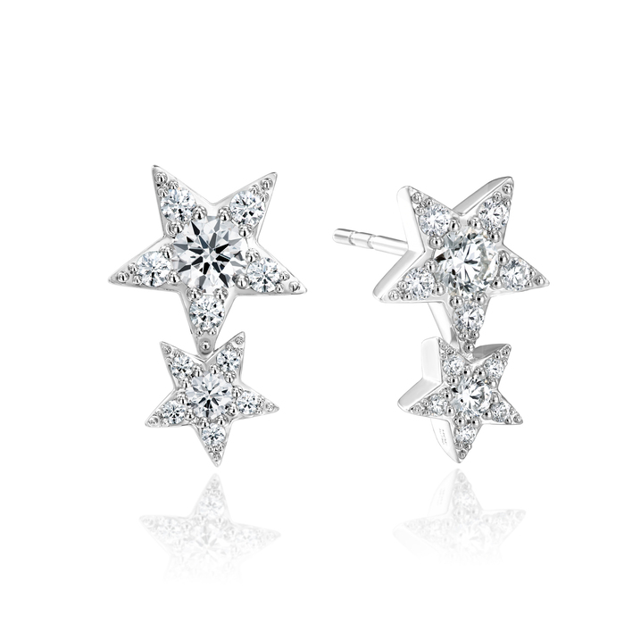 0.63 ctw. Illa Double Star Stud Earrings in 18K White Gold