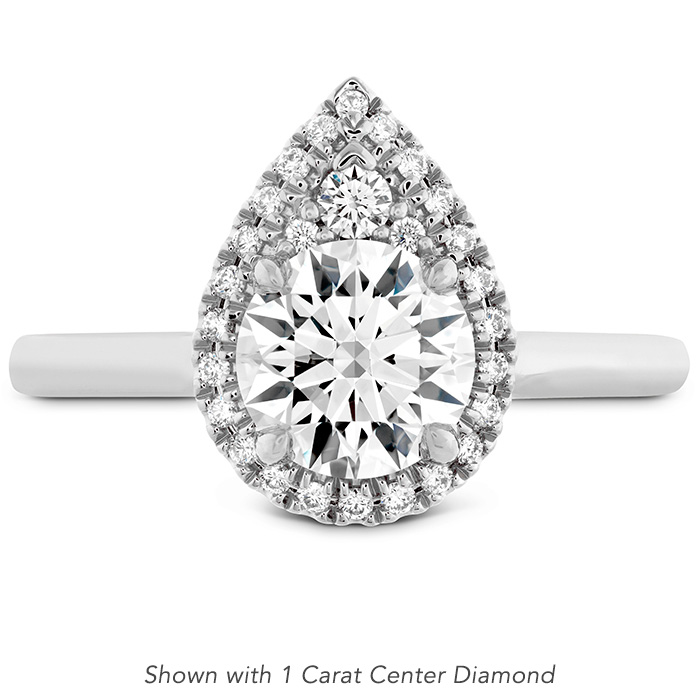 0.13 ctw. Juliette Pear Halo Engagement Ring in 18K White Gold