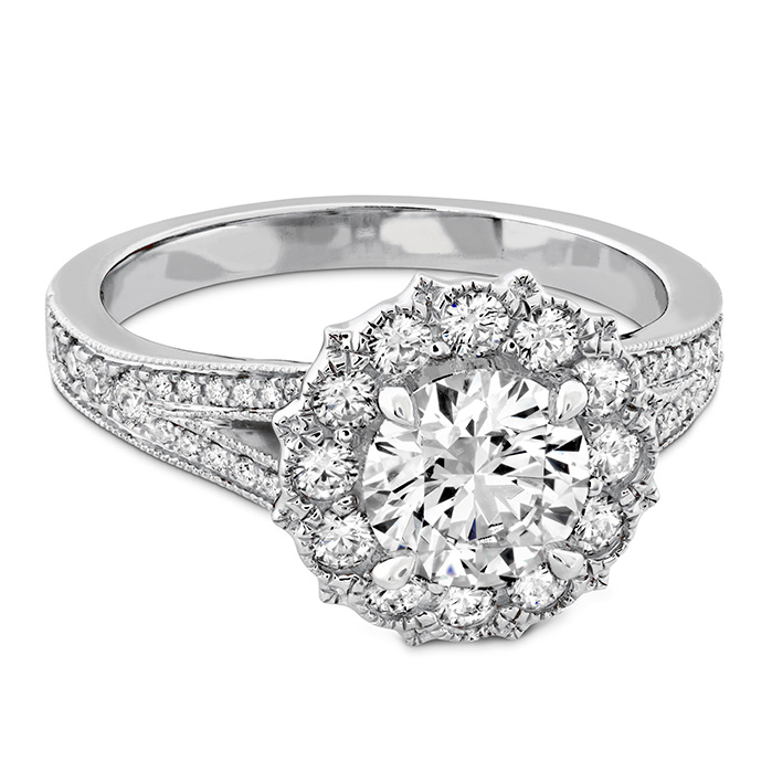 0.5 ctw. Liliana Halo Engagement Ring - Dia Band in 18K Rose Gold-3