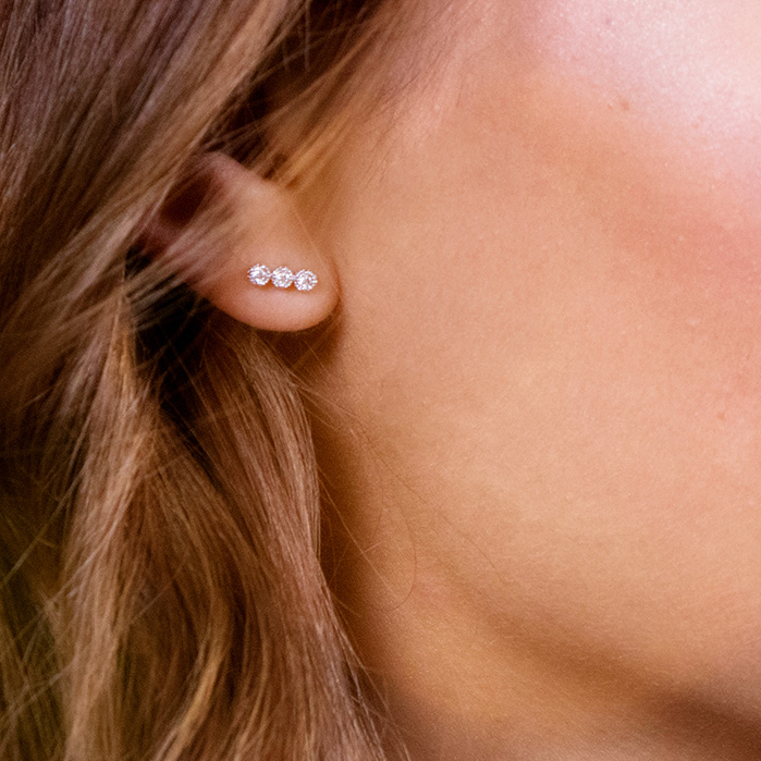 0.19 ctw. Liliana Milgrain Diamond Bar Earrings in 18K White Gold