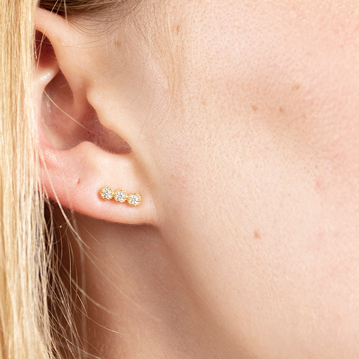 0.19 ctw. Liliana Milgrain Diamond Bar Earrings in 18K Yellow Gold