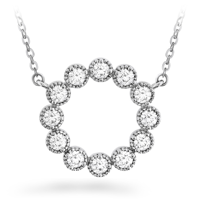 0.38 ctw. Liliana Milgrain Diamond Circle Pendant in 18K White Gold