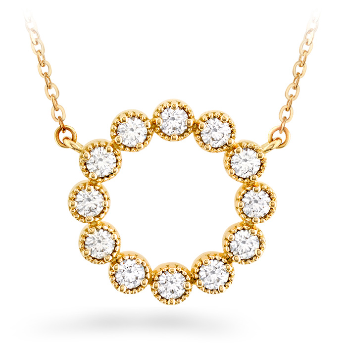 0.38 ctw. Liliana Milgrain Diamond Circle Pendant in 18K Yellow Gold