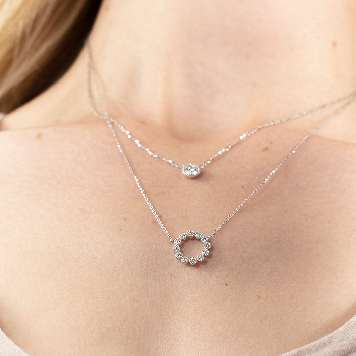 0.38 ctw. Liliana Milgrain Diamond Circle Pendant in 18K Yellow Gold