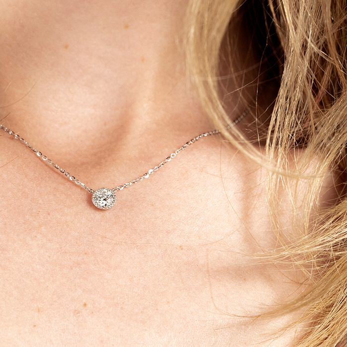 0.23 ctw. Liliana Milgrain Single Diamond Pendant in 18K White Gold