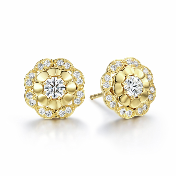 0.6 ctw. Lorelei Alternating Halo Stud Earrings in 18K White Gold