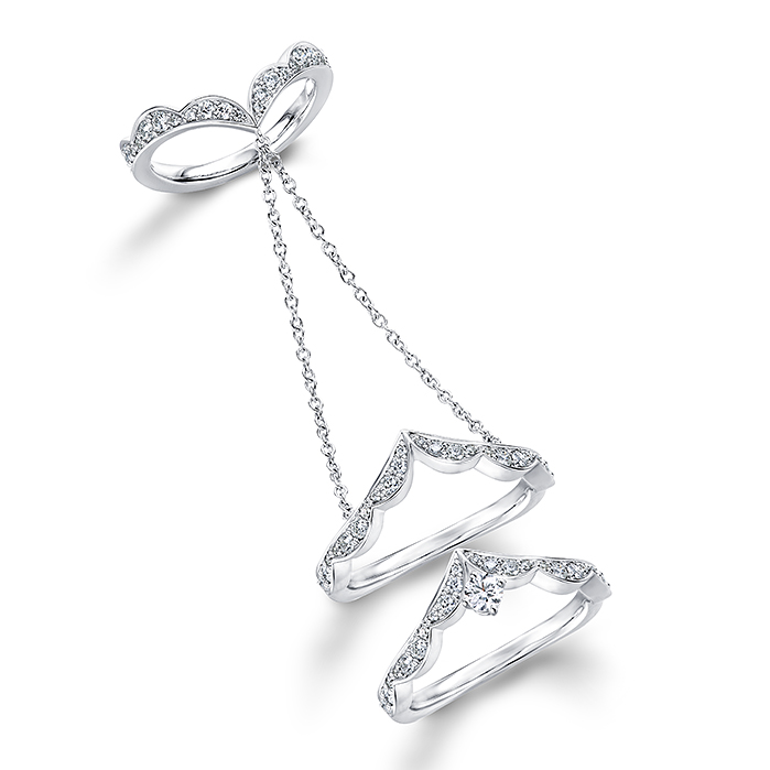 0.82 ctw. Lorelei Double Link Ribbon Ring in 18K White Gold