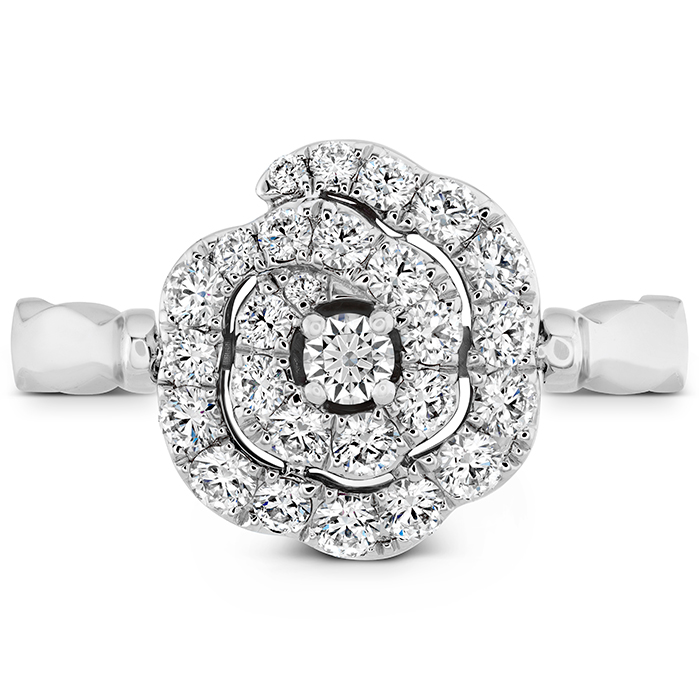 0.6 ctw. Lorelei Diamond and Ruby Floral Flip Ring in 18K White Gold