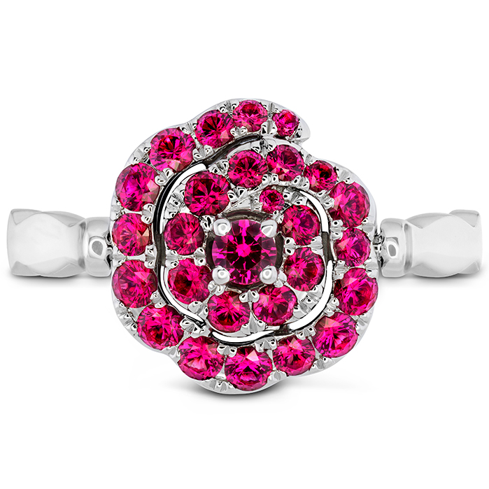 0.6 ctw. Lorelei Diamond and Ruby Floral Flip Ring in 18K White Gold