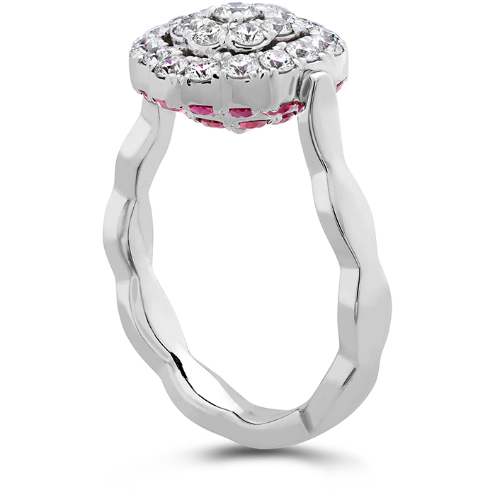0.6 ctw. Lorelei Diamond and Ruby Floral Flip Ring in 18K White Gold
