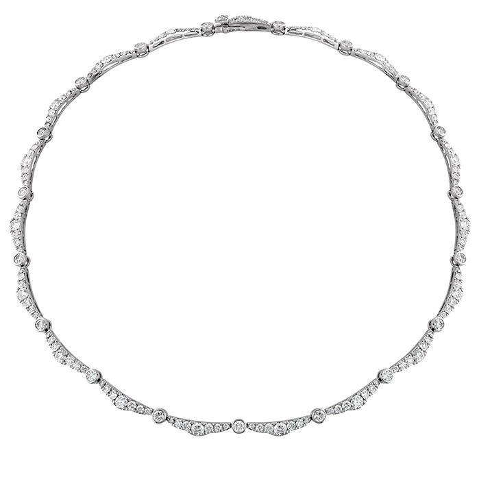 9.35 ctw. Lorelei Ribbon Diamond Line Necklace in 18K White Gold