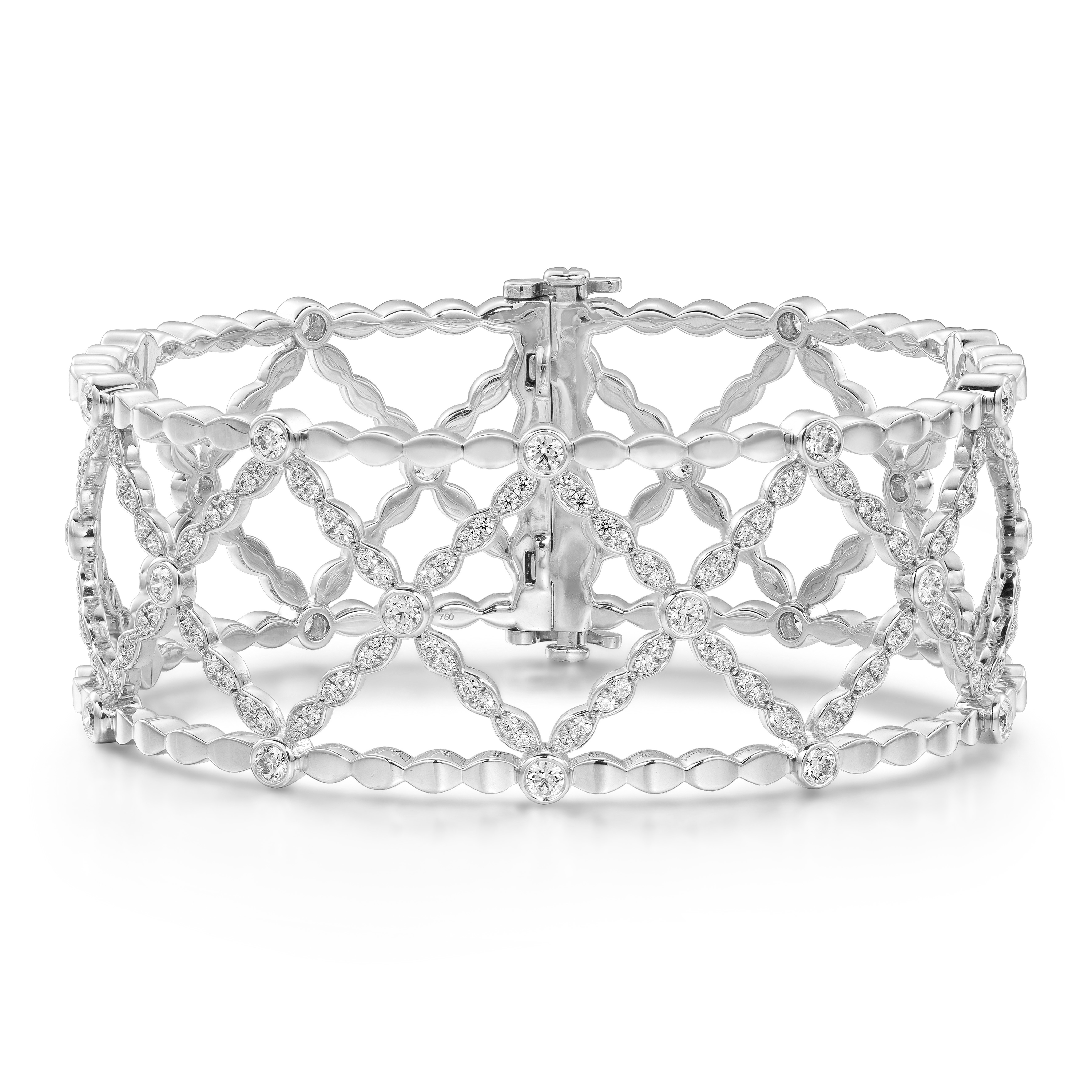 2.45 ctw. Lorelei Lattice Diamond Bangle in 18K White Gold