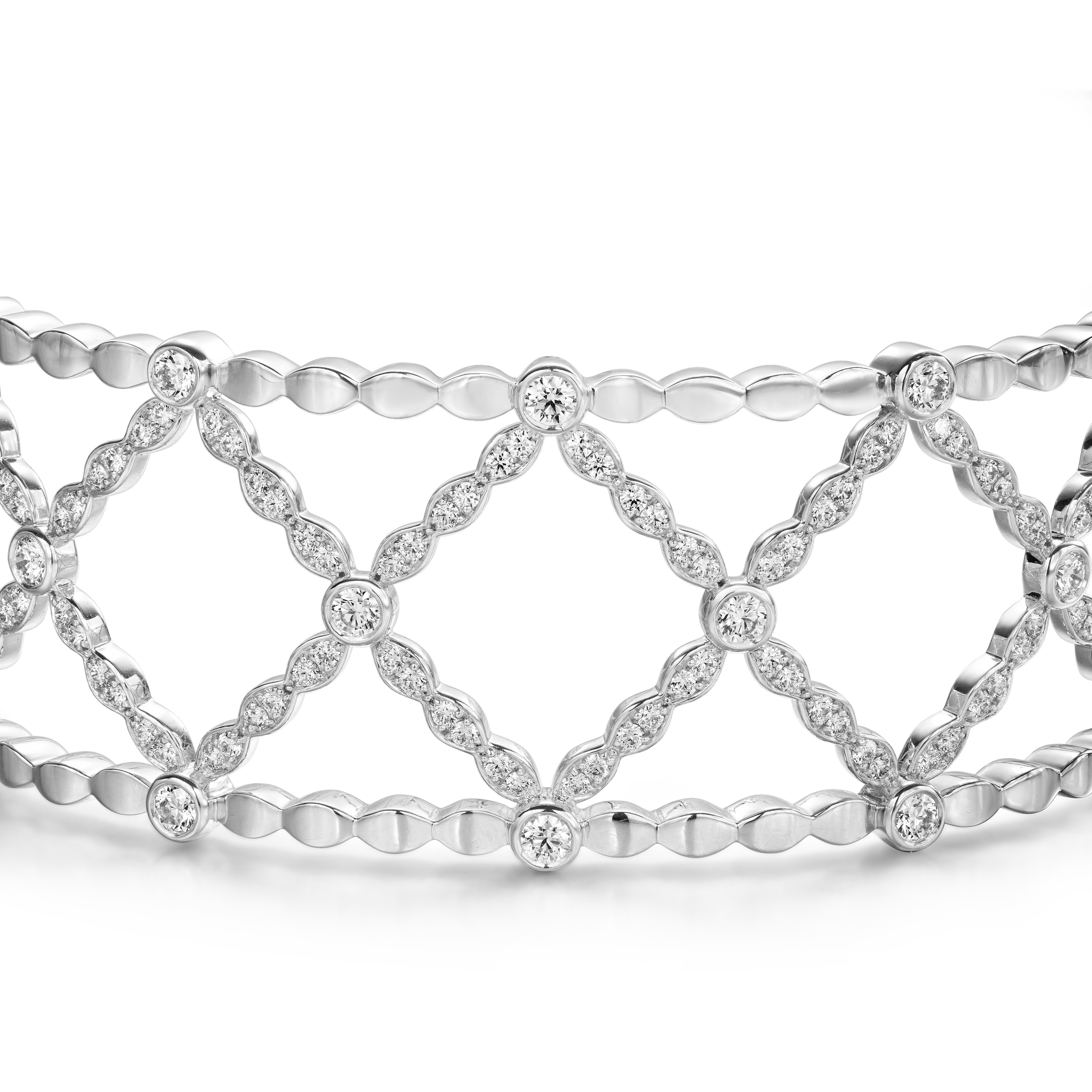 2.45 ctw. Lorelei Lattice Diamond Bangle in 18K White Gold