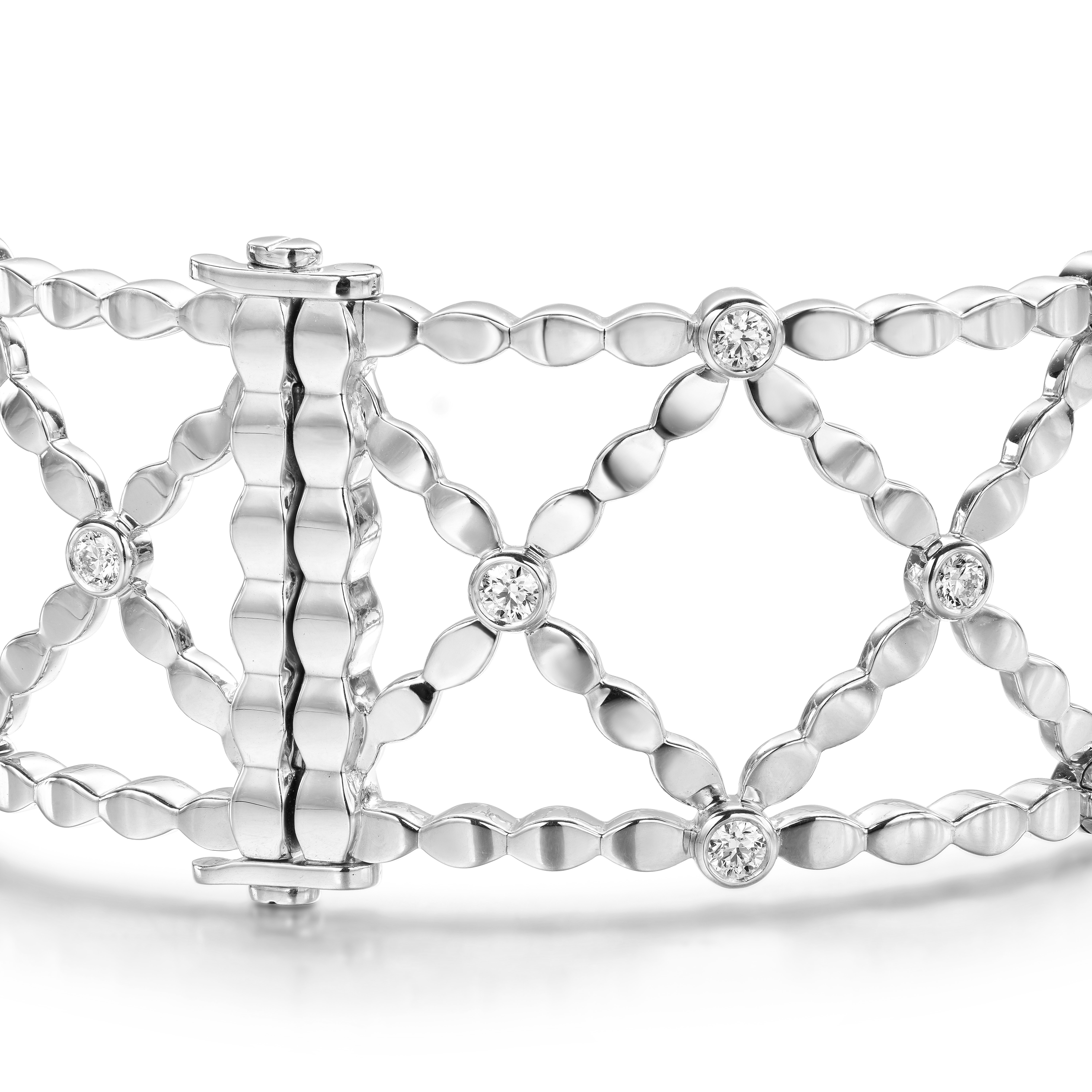 2.45 ctw. Lorelei Lattice Diamond Bangle in 18K White Gold