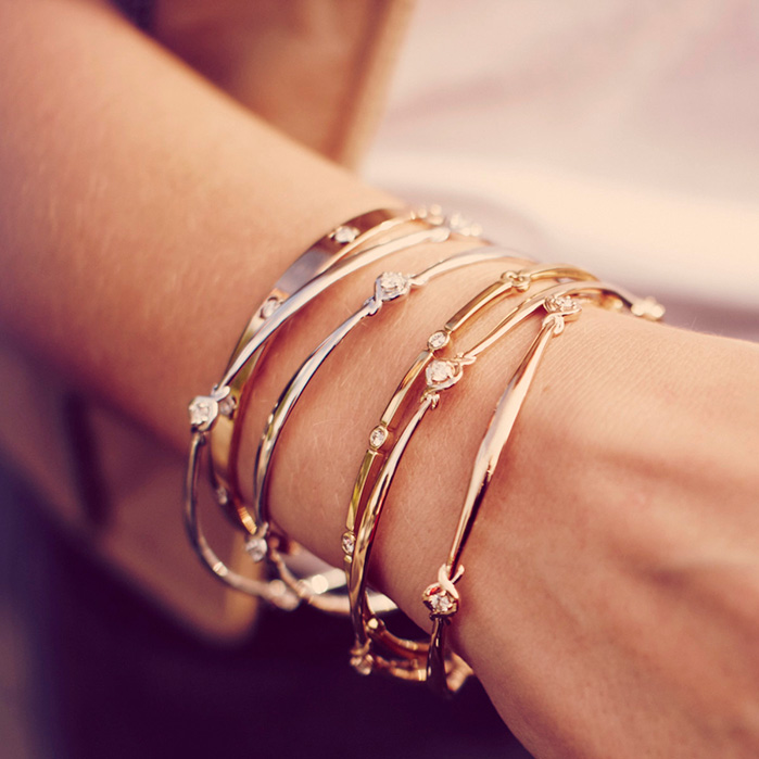 0.3 ctw. Optima Four Station Diamond Bangle in 18K Yellow Gold