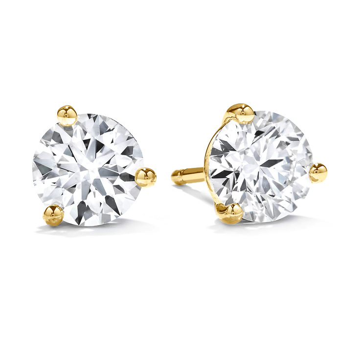 2.2 ctw. Select Three-Prong Stud Earrings in 18K Yellow Gold