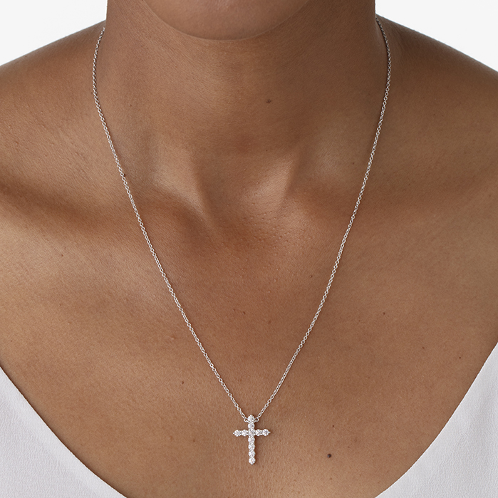0.5 ctw. Signature Cross Pendant - Large in 18K Rose Gold