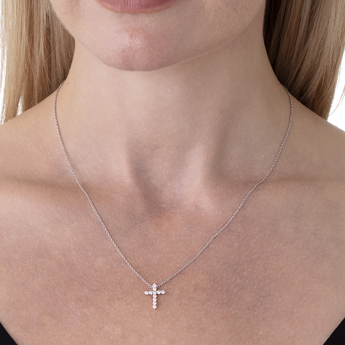 0.32 ctw. Signature Cross Pendant - Medium in 18K White Gold