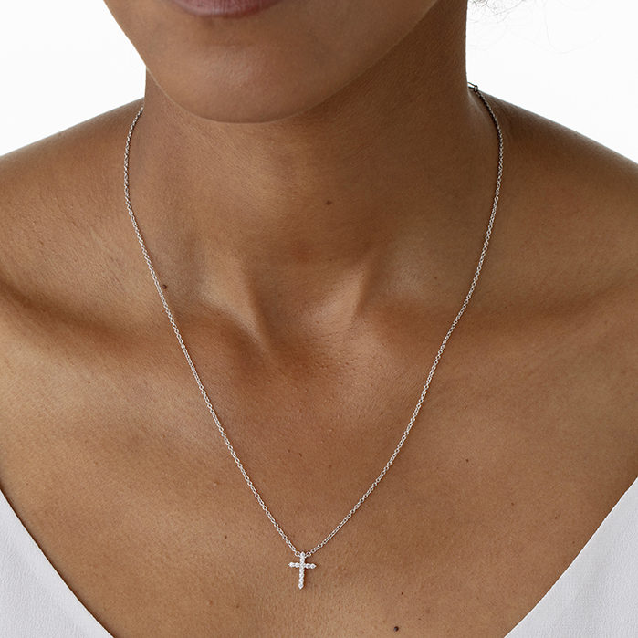 0.11 ctw. Signature Cross Pendant - Small in 18K Rose Gold