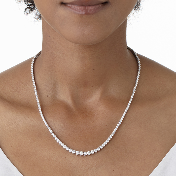10.09 ctw. HOF Signature Graduated Line Necklace in 18K White Gold
