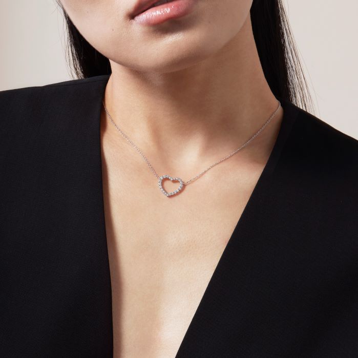 0.67 ctw. Signature Heart Pendant - Large in 18K White Gold