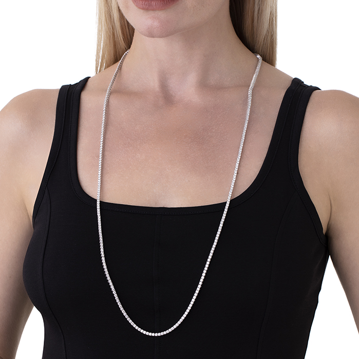 24.43 ctw. Signature Opera Length Line Necklace in 18K White Gold