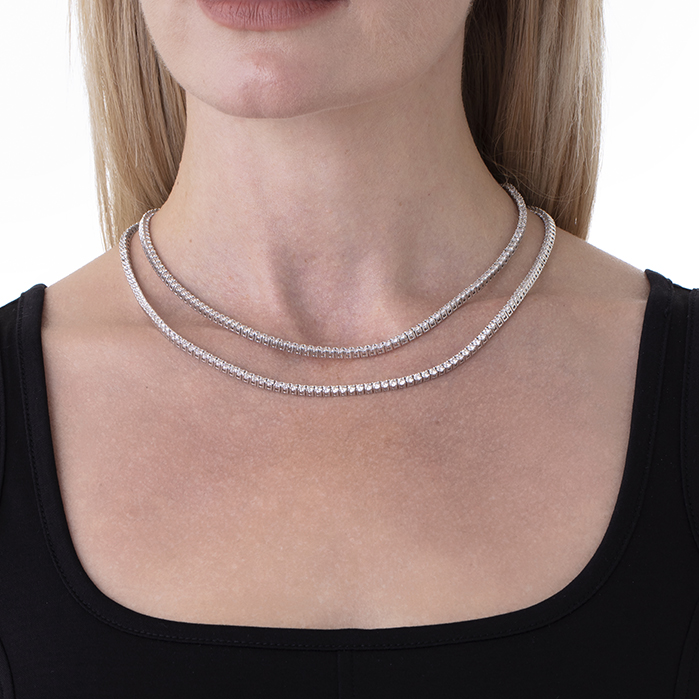 24.43 ctw. Signature Opera Length Line Necklace in 18K White Gold