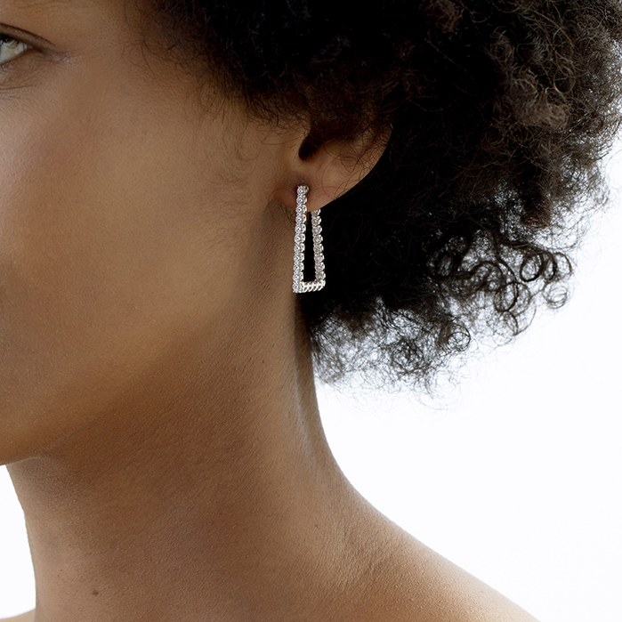 1.27 ctw. Signature Open Triangle Hoop - Medium in 18K Rose Gold