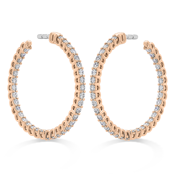0.87 ctw. Signature Round Inside Out Hoop - Small in 18K Rose Gold