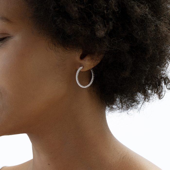 0.87 ctw. Signature Round Inside Out Hoop - Small in 18K Rose Gold