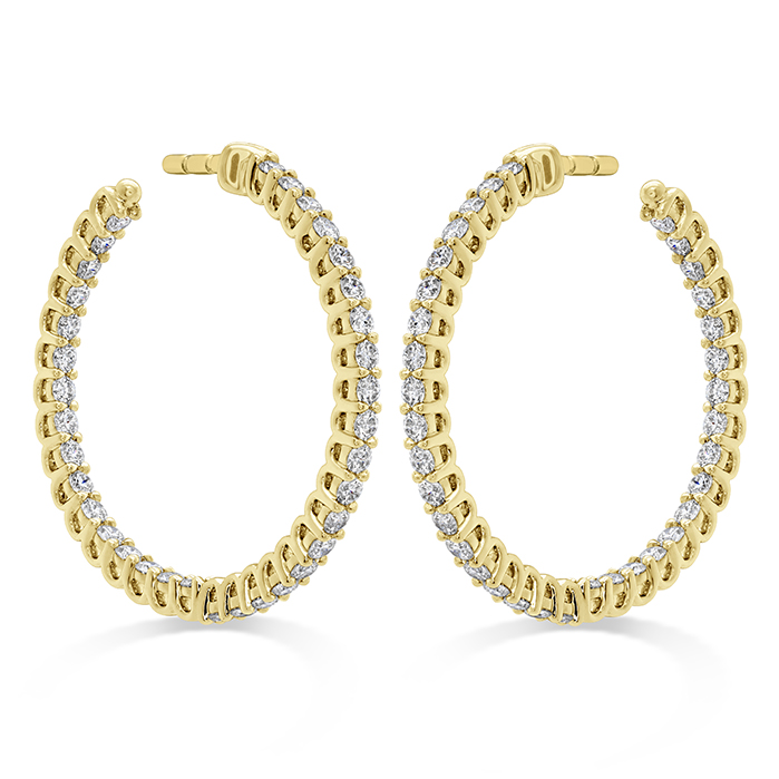 0.87 ctw. Signature Round Inside Out Hoop - Small in 18K Yellow Gold