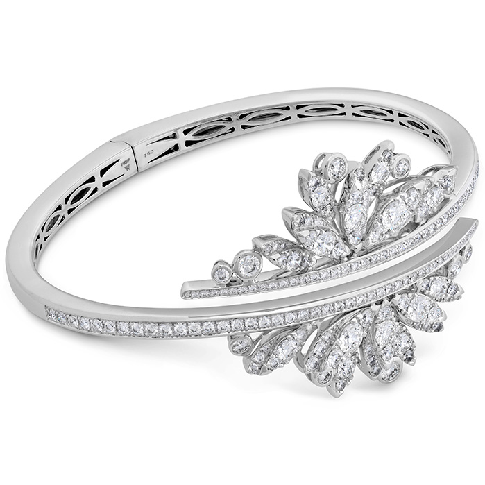 4.1 ctw. White Kites Feathers Diamond Bangle in 18K White Gold