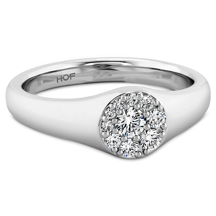0.27 ctw. Tessa Circle Signet Ring in 18K White Gold
