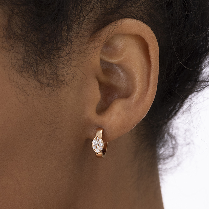 0.34 ctw. Tessa Navette Huggies in 18K Rose Gold