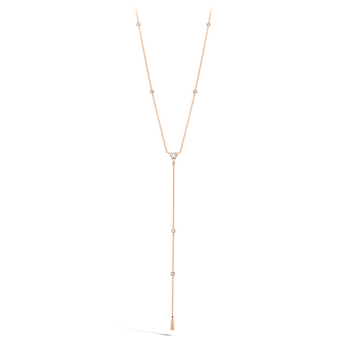 0.42 ctw. Triplicity Triangle Lariat Necklace in 18K Rose Gold