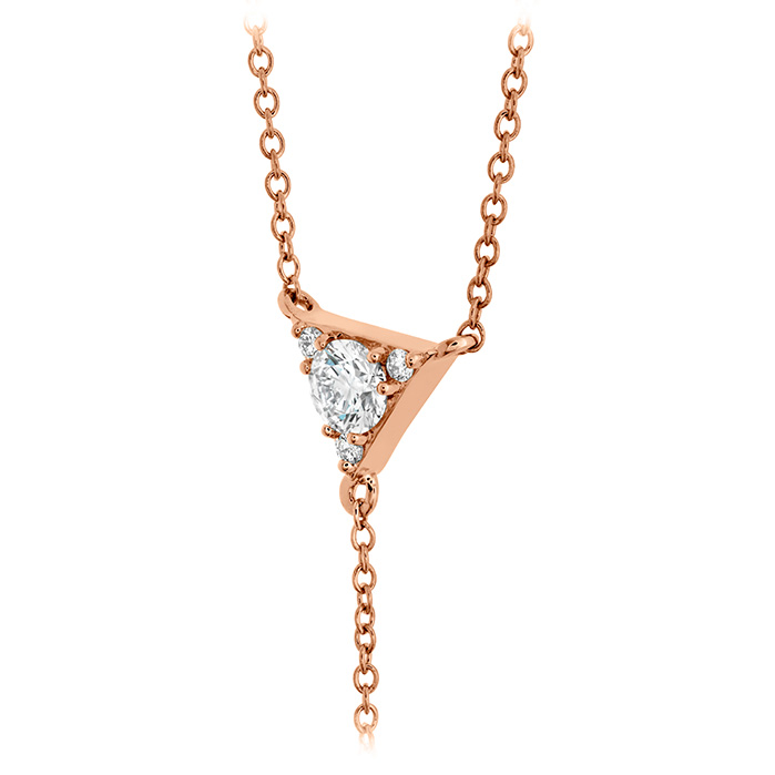 0.42 ctw. Triplicity Triangle Lariat Necklace in 18K Rose Gold