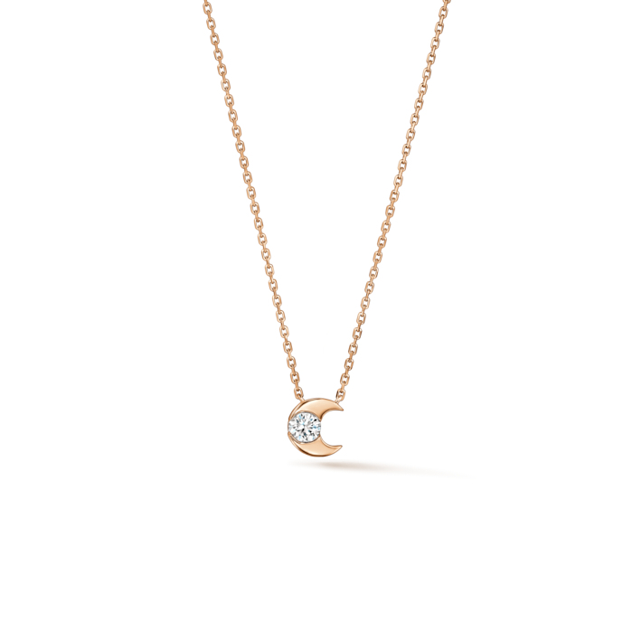 0.15 ctw. Charmed Half Moon Pendant Necklace in 18K Rose Gold