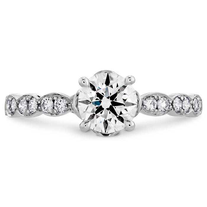 0.85 ctw. Lorelei Floral Engagement Ring with Diamond Band in Platinum
