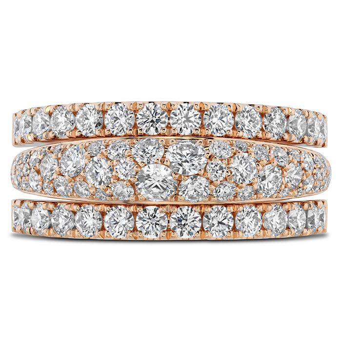 1.65 ctw. Grace Triple Row Small Domed Ring in 18K Rose Gold