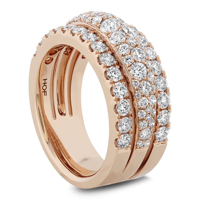 1.65 ctw. Grace Triple Row Small Domed Ring in 18K Rose Gold