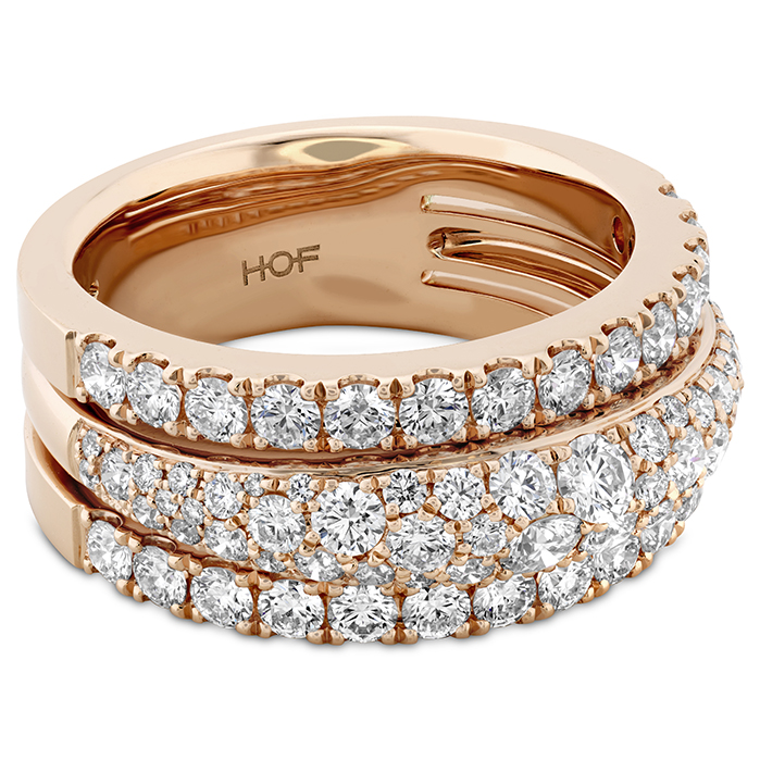 1.65 ctw. Grace Triple Row Small Domed Ring in 18K Rose Gold