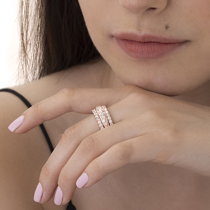 1.65 ctw. Grace Triple Row Small Domed Ring in Platinum