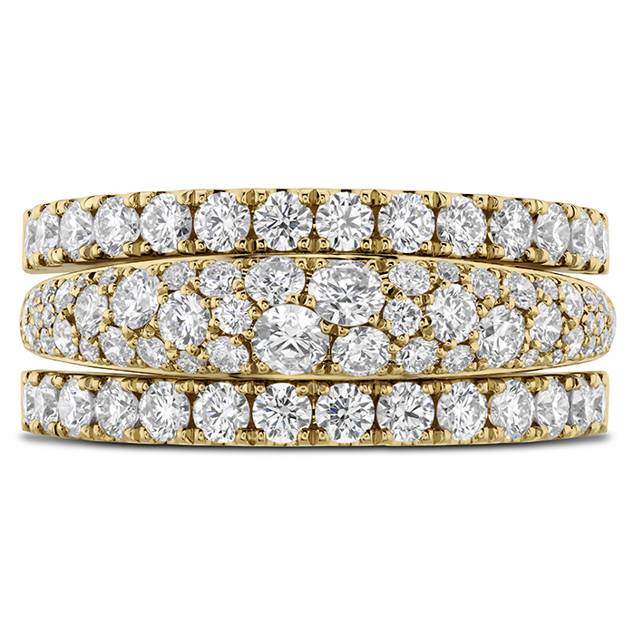 1.65 ctw. Grace Triple Row Small Domed Ring in 18K Yellow Gold