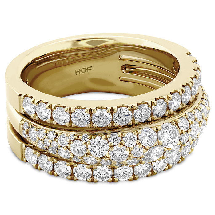 1.65 ctw. Grace Triple Row Small Domed Ring in 18K Yellow Gold