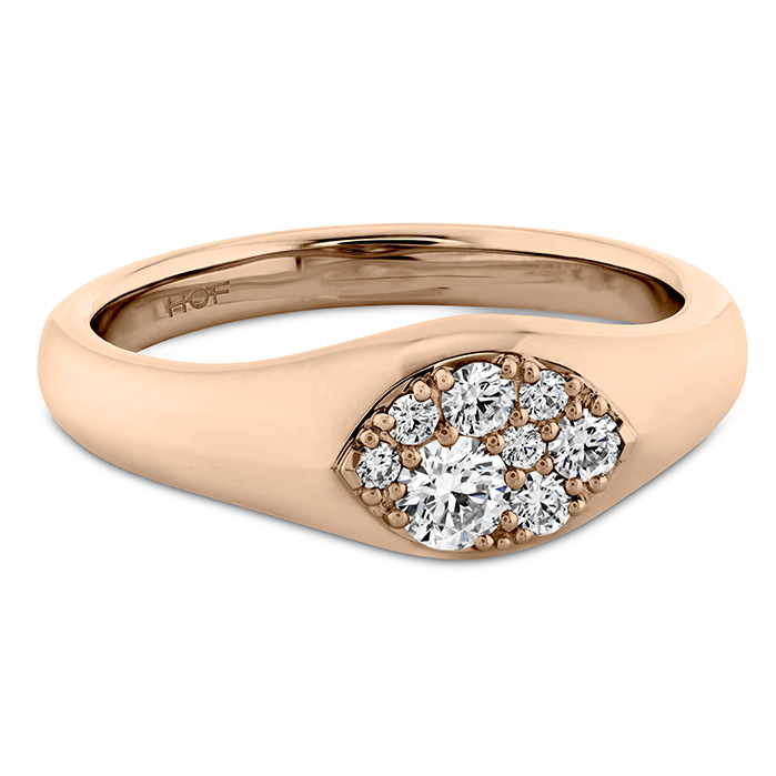 0.2 ctw. Tessa Navette Signet Ring in 18K Rose Gold
