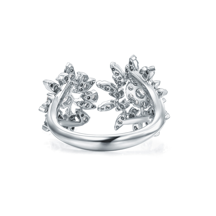 0.8 ctw. Aerial Double Sunburst Ring in 18K White Gold