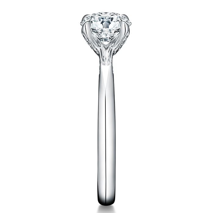1.1 ctw. Vela Solitaire Ring with Diamond Gallery in Platinum