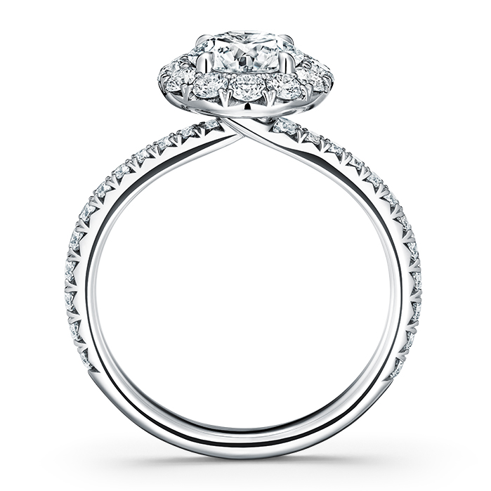 0.7 ctw. Vela Halo Ring with Diamond Band in Platinum