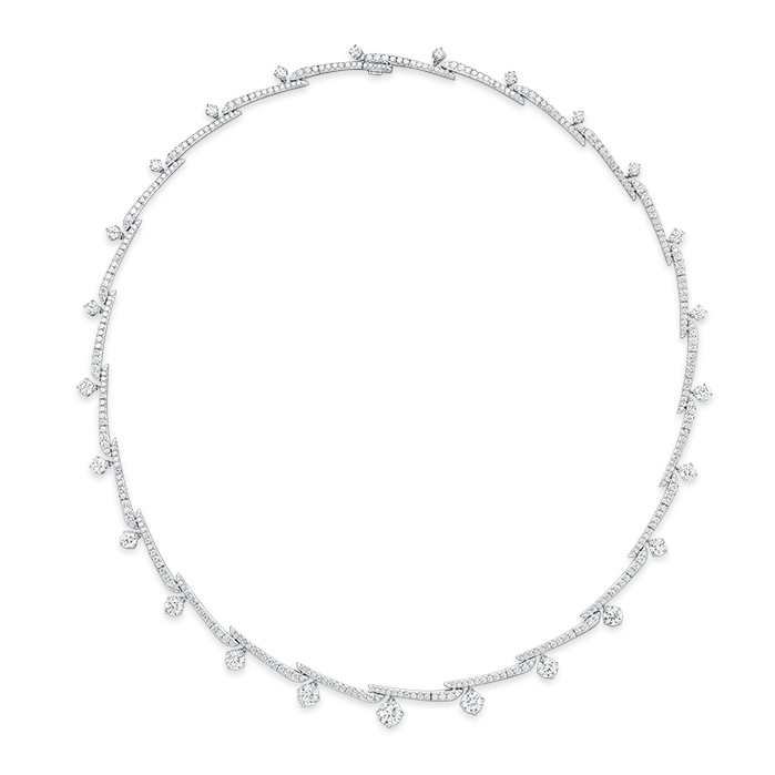 7.4 ctw. Vela Crossover PavÃ© Necklace in 18K White Gold