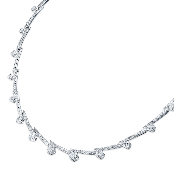 8 ctw. Vela Crossover PavÃ© Necklace in 18K White Gold